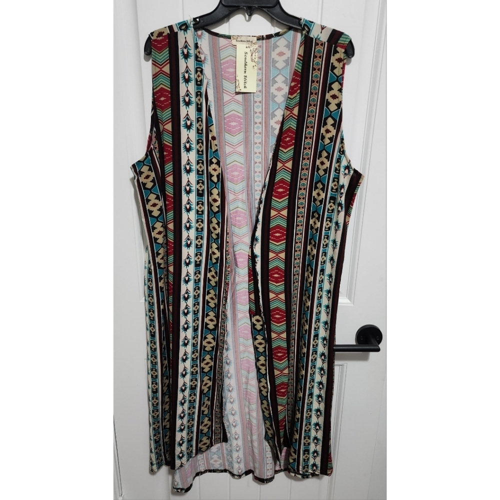 Southern Stitch womens long vest boho aztec western large XL NEW NWT
